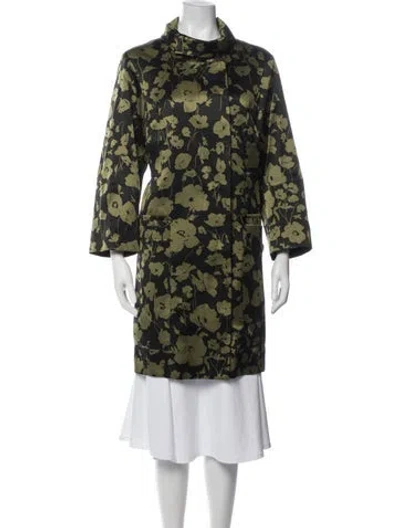 Pre-owned Michael Kors Floral Print Coat In Green