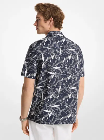 Michael Kors Floral Print Cotton Blend Shirt In Multi