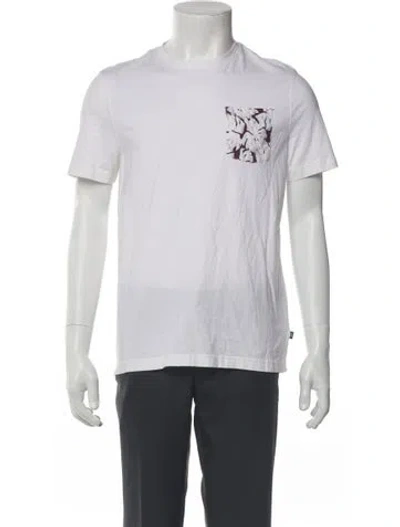 Pre-owned Michael Kors Floral Print Crew Neck T-shirt In White