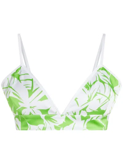 Michael Kors Floral-print Cropped Top In Green