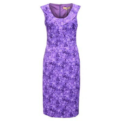 Michael Kors Floral Print Dress In Purple Rayon
