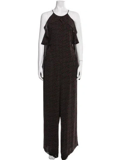 Pre-owned Michael Kors Floral Print Halterneck Jumpsuit In Green