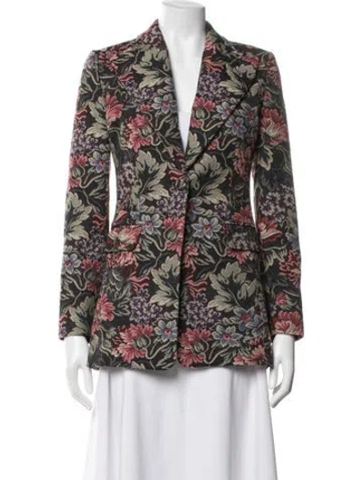 Pre-owned Michael Kors Floral Print Jacket In Green