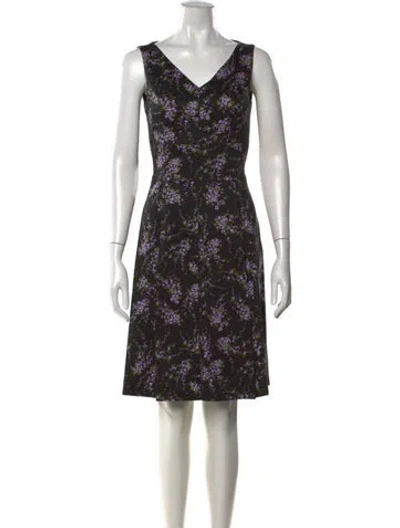 Pre-owned Michael Kors Floral Print Knee-length Dress In Black