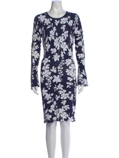 Pre-owned Michael Kors Floral Print Knee-length Dress In Blue