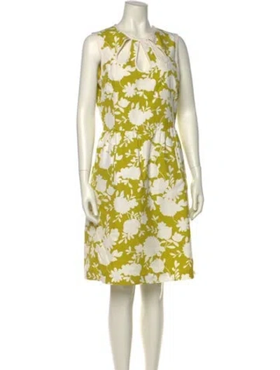 Pre-owned Michael Kors Floral Print Knee-length Dress In Green