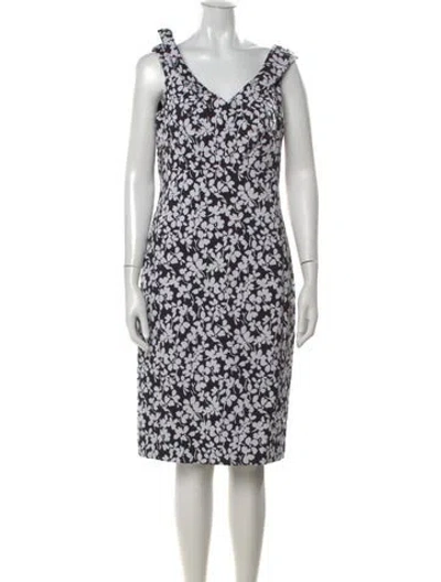 Pre-owned Michael Kors Floral Print Knee-length Dress W/ Tags In Black
