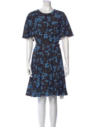 Pre-owned Michael Kors Floral Print Knee-length Dress W/ Tags In Blue