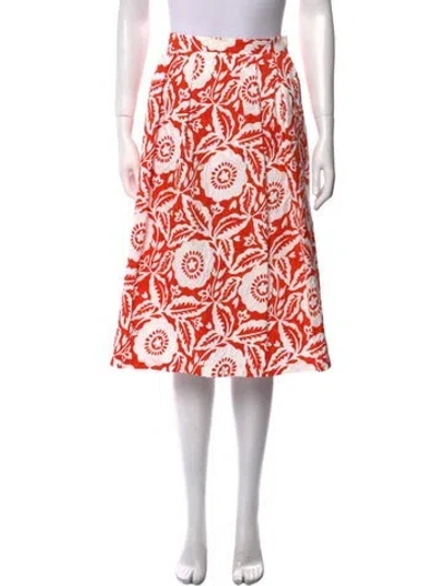 Pre-owned Michael Kors Floral Print Knee-length Skirt In Orange