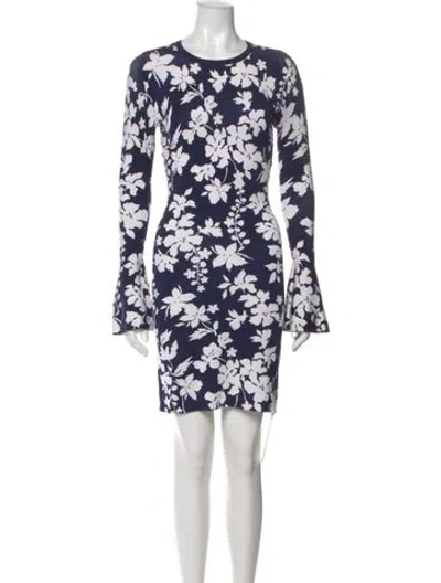 Pre-owned Michael Kors Floral Print Long Dress In Blue