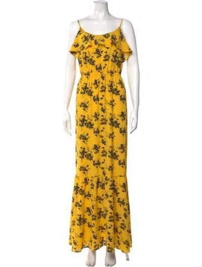 Pre-owned Michael Kors Floral Print Long Dress In Yellow