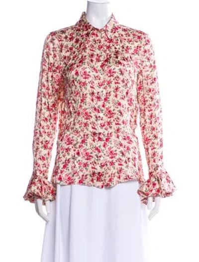 Pre-owned Michael Kors Floral Print Long Sleeve Blouse In Multi