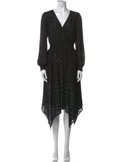 Pre-owned Michael Kors Floral Print Midi Length Dress In Black