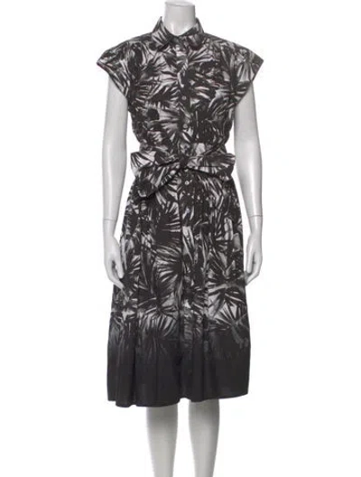 Pre-owned Michael Kors Floral Print Midi Length Dress In Black
