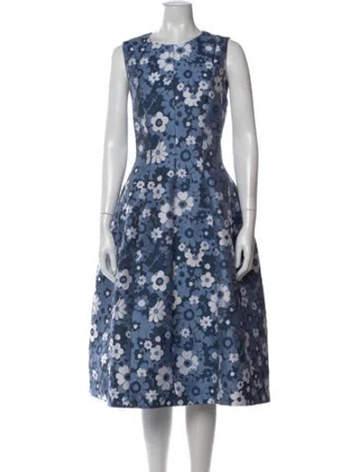 Pre-owned Michael Kors Floral Print Midi Length Dress In Blue