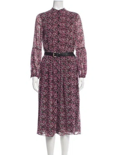 Pre-owned Michael Kors Floral Print Midi Length Dress In Purple