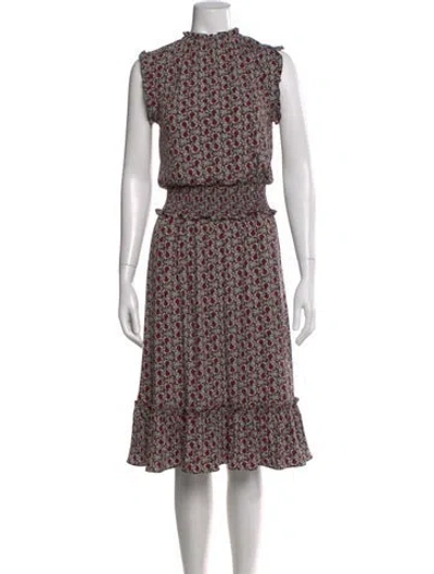Pre-owned Michael Kors Floral Print Midi Length Dress In Red