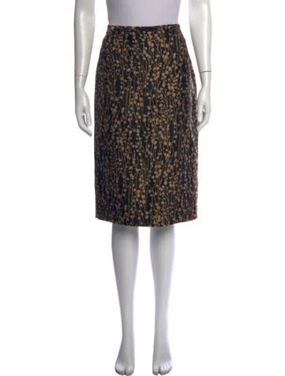 Pre-owned Michael Kors Floral Print Midi Length Skirt In Black/neutrals