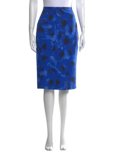 Pre-owned Michael Kors Floral Print Midi Length Skirt In Blue