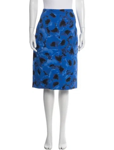 Pre-owned Michael Kors Floral Print Midi Length Skirt In Blue