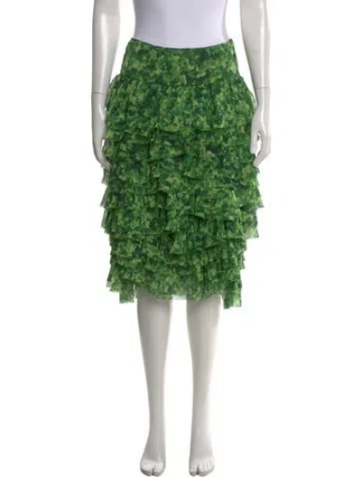 Pre-owned Michael Kors Floral Print Midi Length Skirt In Green
