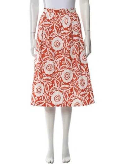 Pre-owned Michael Kors Floral Print Midi Length Skirt In Orange