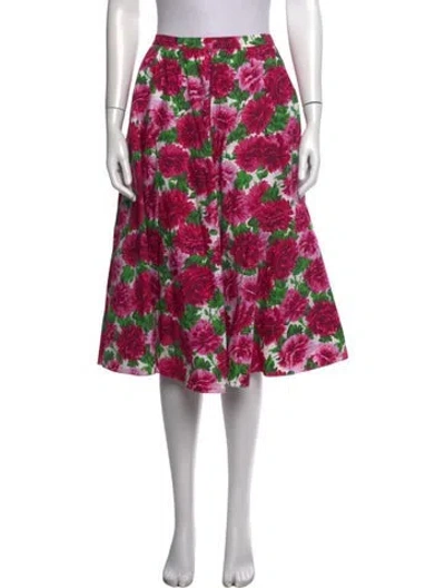Pre-owned Michael Kors Floral Print Midi Length Skirt In Pink