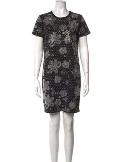 Pre-owned Michael Kors Floral Print Mini Dress In Black/metallic