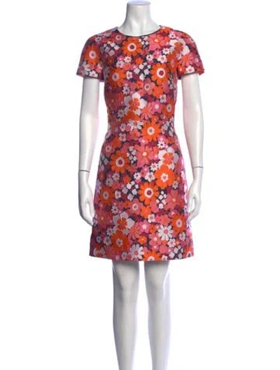 Pre-owned Michael Kors Floral Print Mini Dress In Orange/pink