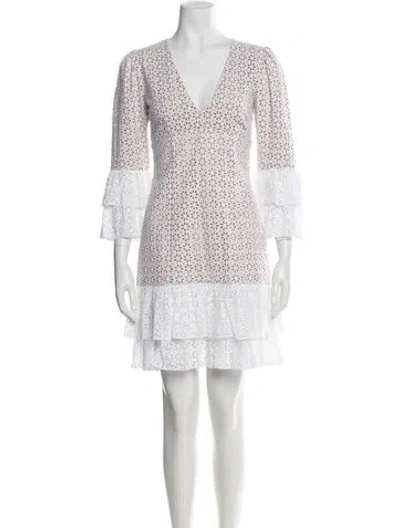Pre-owned Michael Kors Floral Print Mini Dress In White