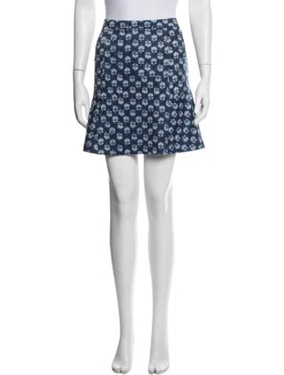 Pre-owned Michael Kors Floral Print Mini Skirt In Blue/white