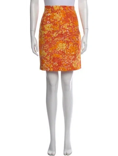 Pre-owned Michael Kors Floral Print Mini Skirt In Orange