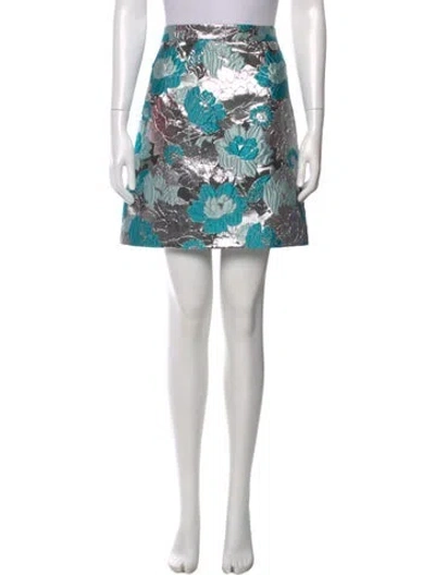 Pre-owned Michael Kors Floral Print Mini Skirt W/ Tags In Green