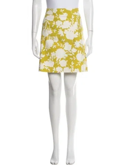 Pre-owned Michael Kors Floral Print Mini Skirt In White