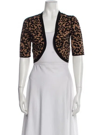 Pre-owned Michael Kors Floral Print Open Front Sweater In Black