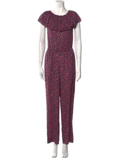 Pre-owned Michael Kors Floral Print Scoop Neck Jumpsuit In Blue