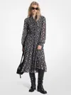 Michael Kors Floral Print Smocked Georgette Shirtdress In Multi