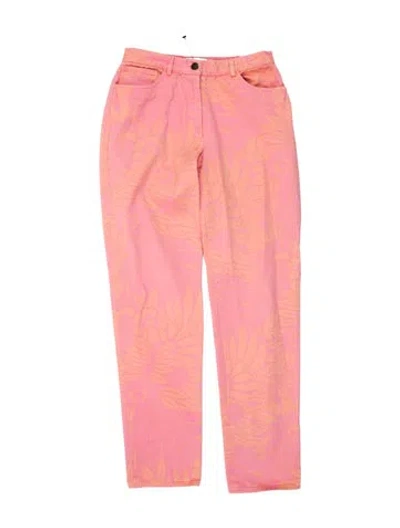 Pre-owned Michael Kors Floral Print Straight Leg Pants In Pink