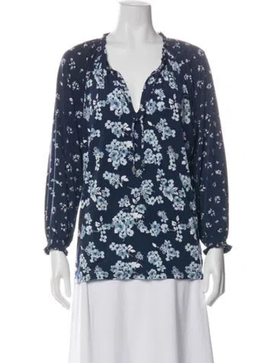 Pre-owned Michael Kors Floral Print V-neck Blouse In Black