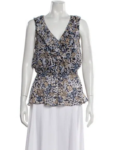 Pre-owned Michael Kors Floral Print V-neck Blouse In Multi