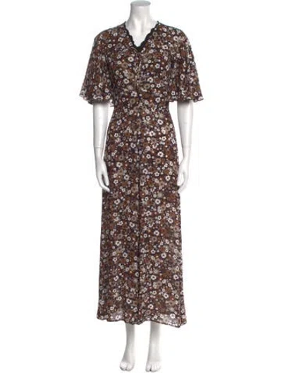 Pre-owned Michael Kors Floral Print V-neck Jumpsuit In Neutral