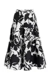 Michael Kors Floral-printed Dance Skirt In Black,white