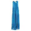 Michael Kors Floral-printed Halter Neck Maxi Dress In Blue Viscose In Blue