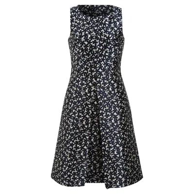 Michael Kors Floral Printed Midi Dress In Navy Blue Polyester