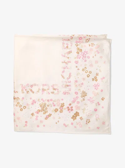 Michael Kors Floral Silk Scarf In Neutral
