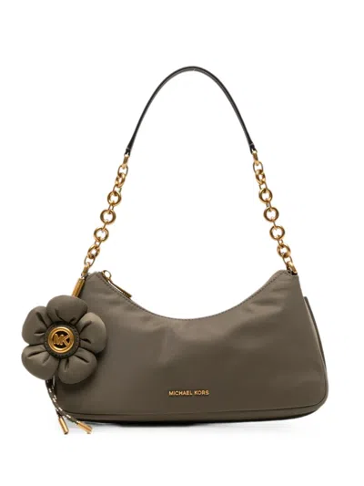 Michael Kors Floral-applique Chain-link Shoulder Bag In Green