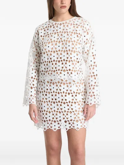 Michael Kors Floral-crochet Mirror-embellished Top In Neutral