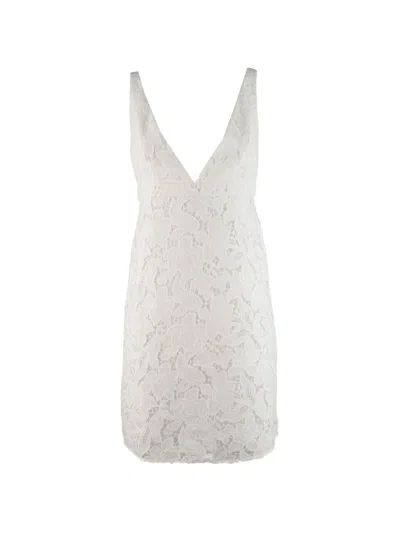 Michael Kors Floral-lace V-neck Dress In White