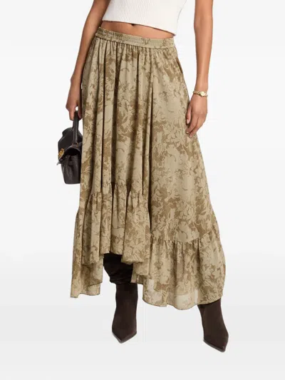 Michael Kors Floral-print Ruffled Skirt In Multi
