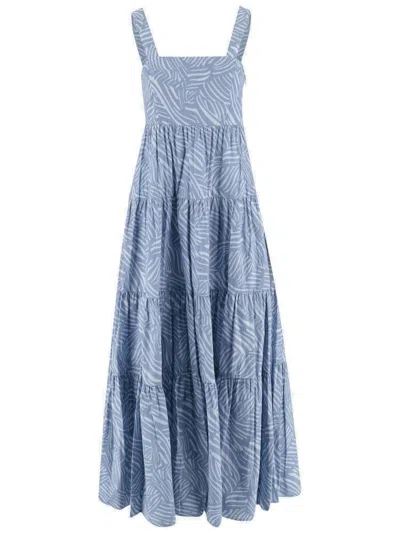 Michael Kors Flounced Stretch Dress In Blue